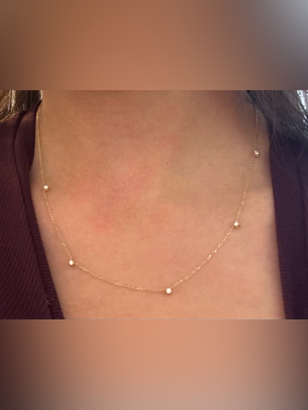 Real Diamond Station Necklace (14k solid gold)